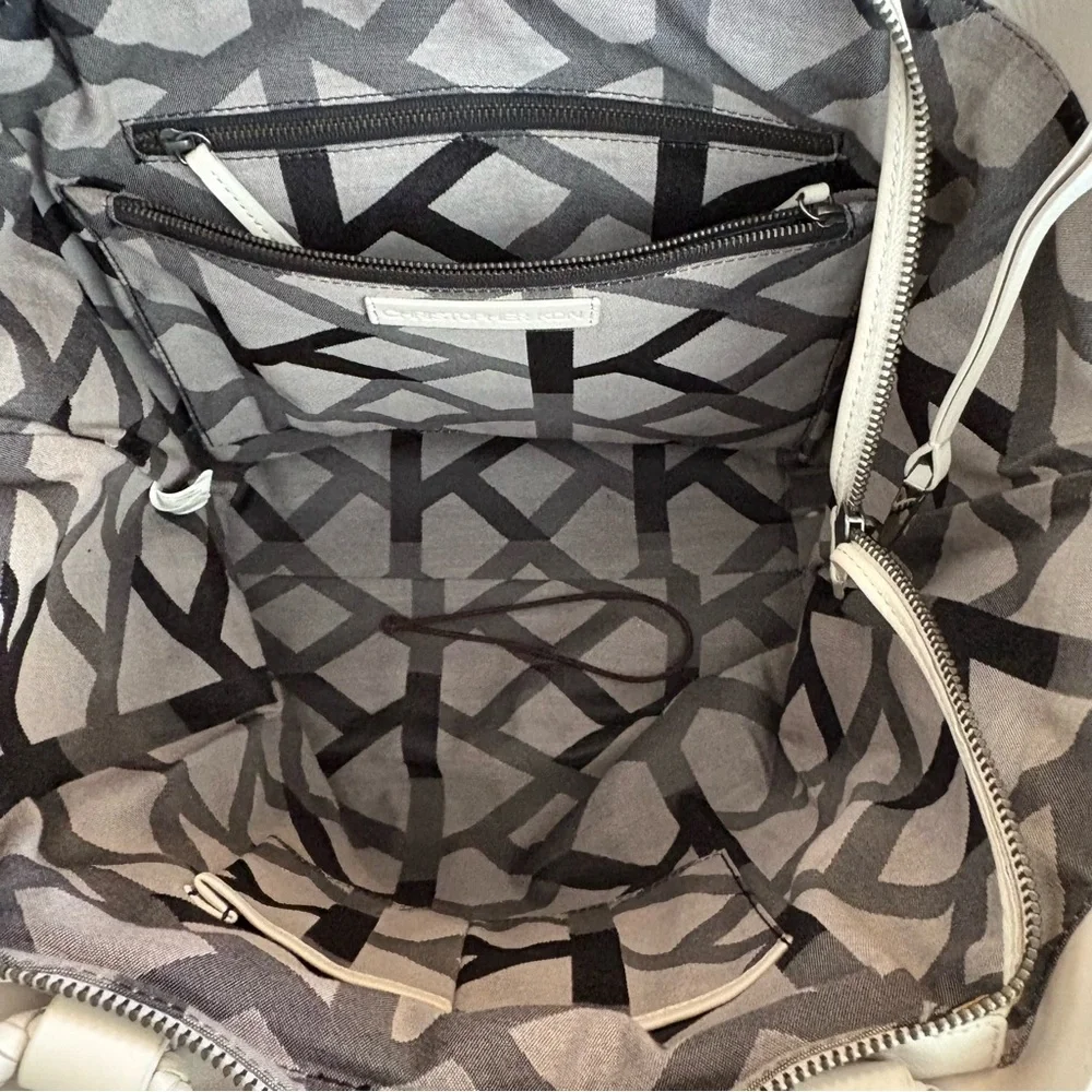 Christopher Kon Woven Leather White Tote Bag - Picture 15 of 15